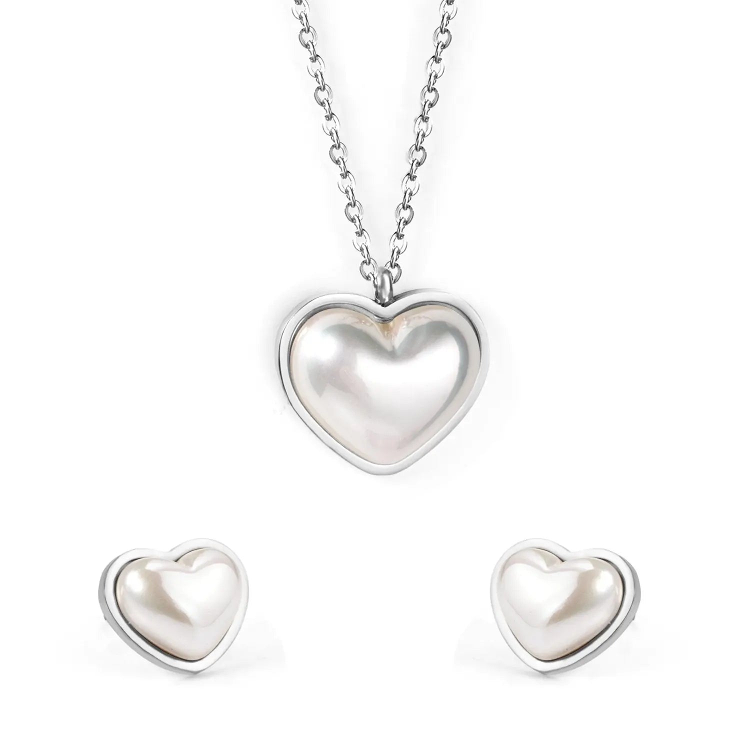 Lover Jewelry Sets Romantic Style Heart Shape Imitation Pearl Pendant Necklace Earring Brinco Collars Choker Party asonjewelry